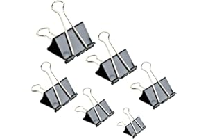 APOULIN Binder Clips Paper Clamp for Paper-130 Pcs Clips Paper Binder Assorted Sizes (Black)