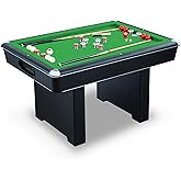 Hathaway Renegade II 54-in Bumper Pool Table for Game Room – Genuine Slate Play Bed & Carpeted Ball Return System – Includes 