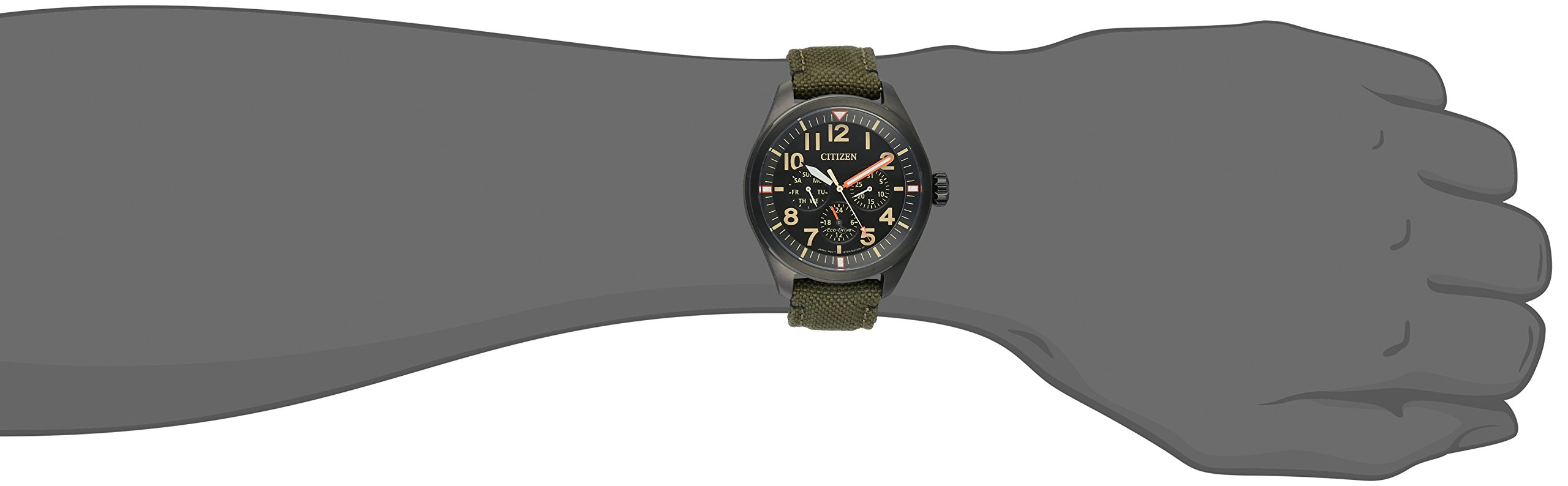 Citizen Men's Eco-Drive Weekender Garrison Field Watch, in Stainless Steel with Olive Green Nylon Strap, Black Dial (Model: BU2055-16E)
