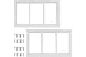 LINGRINGDCY 2 Pack 10" x 18" White Shed Window with Tempered Glass Household Windows with Screws for Shed, Chicken Coop, Playhouse, Garage and Barns (No Screen)