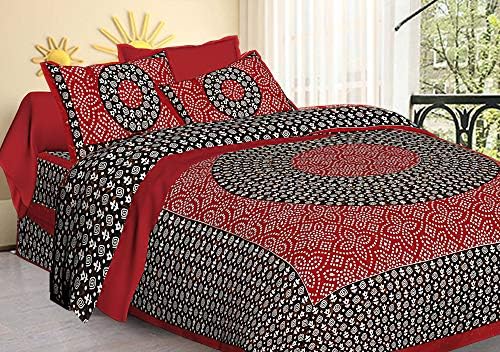 TIGER EXPORTS Cotton 144 TC Bedsheet (Red_Standard)