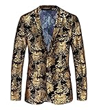 MOGU Mens Slim Fit Sports Coats and Blazers US Size 42 (Asian 5XL) Gold