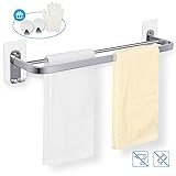 Porta Asciugamani Bagno da Parete, 58cm Appendi Salviette Adesivo in Acciaio Ino