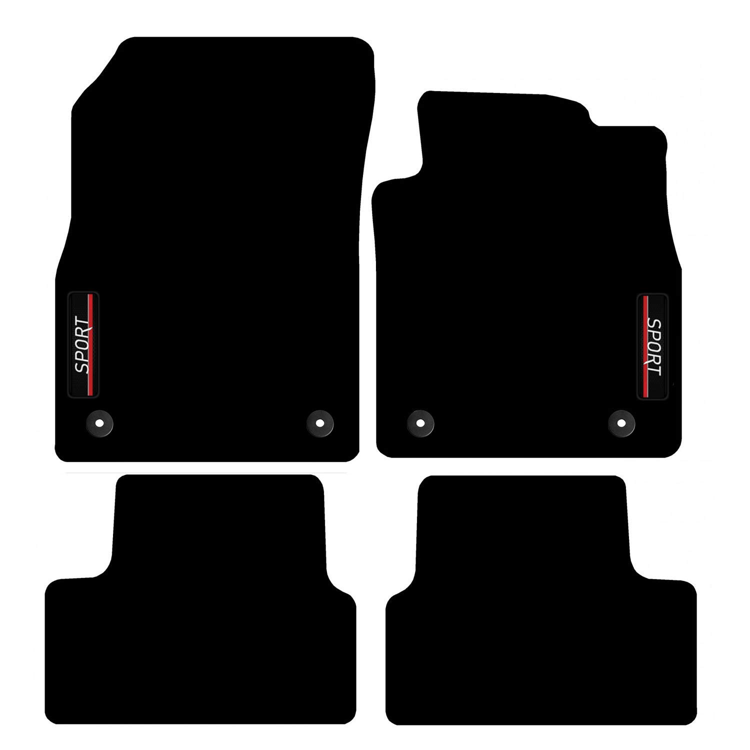 Carsio Carpet Car Mats For Vauxhall Astra J MK6 2010 to 2015 with Sport logo Tailored Fit Floor Mat Complete Accessory Custom Fitted - All Weather, Anti-Slip Backing & Black Trim