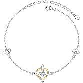 FLYOW 925 Sterling Silver Good Luck Irish Jewelry Triquetra Trinity Celtic Witches Knot Bracelet for Women