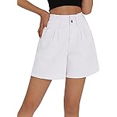 roswear Women’s High Waisted Stretchy Wide Leg Denim Baggy Jean Shorts