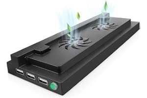 SEFUDUN Xbox One S Vertical Stand with Cooling Fan, ELM Game Console Stand for Xbox One S with 3 USB Ports