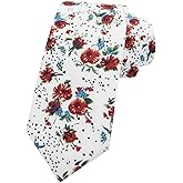 Mantieqingway Men Skinny Tie Cotton Floral Necktie for Wedding Groomsmen Tie