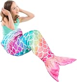 WERNNSAI Mermaid Tail Blanket Plush Rainbow 140cm x 60cm Kids Teens