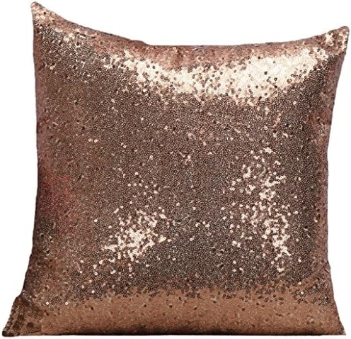 Fashion 40x40cm Solid Color Glitter Sequin Throw Pillow Case Cafe Home Decor Cushion Covers Home Decor Car Seat Sofa Decorative (Coffee)