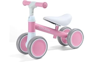 COOLBEBE Baby Balance Bike for 1 Year Old Boys Girls Gift, 2 Year Old Toddler Balance Bike with 4 Silent Wheels, One Year Old Birthday Gift Children for 12M-36M Pre-School