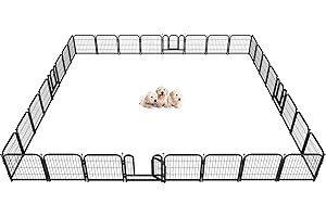 PETORLDOG Metal Dog Playpen, 24 Inch Height 32 Panels, Ideal Dog Fence for Large/Medium/Small Dogs Indoor & Outdoor Bliss, Perfect Dog Pen for Camping, Yard, and RV | Black-Silver