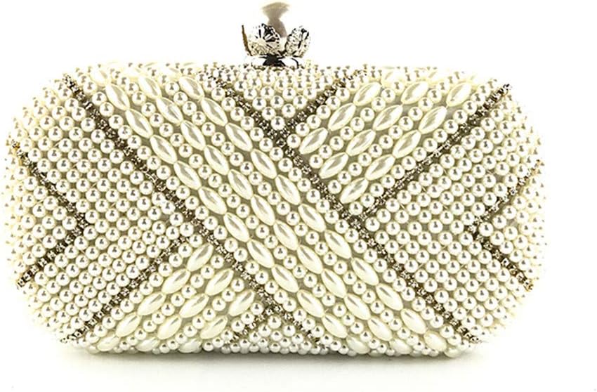 Gogoodgo Womens Clutch Luxury Evening Bags Full Beaded Artificial Pearls Handbag for Wedding Parites Prom
