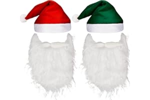 SATINIOR 4 Pcs Christmas Santa Costume Santa Claus Hats and Beard Adults Beards Mustache, Hat Xmas Suit Decoration Men Women
