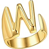 FindChic Customizable Initial Ring Statement 18K Gold Plated Fashion Cuff Rings for Women Alphabet Letter A to Z Resizable Knuckle Ring (with Gift Box)