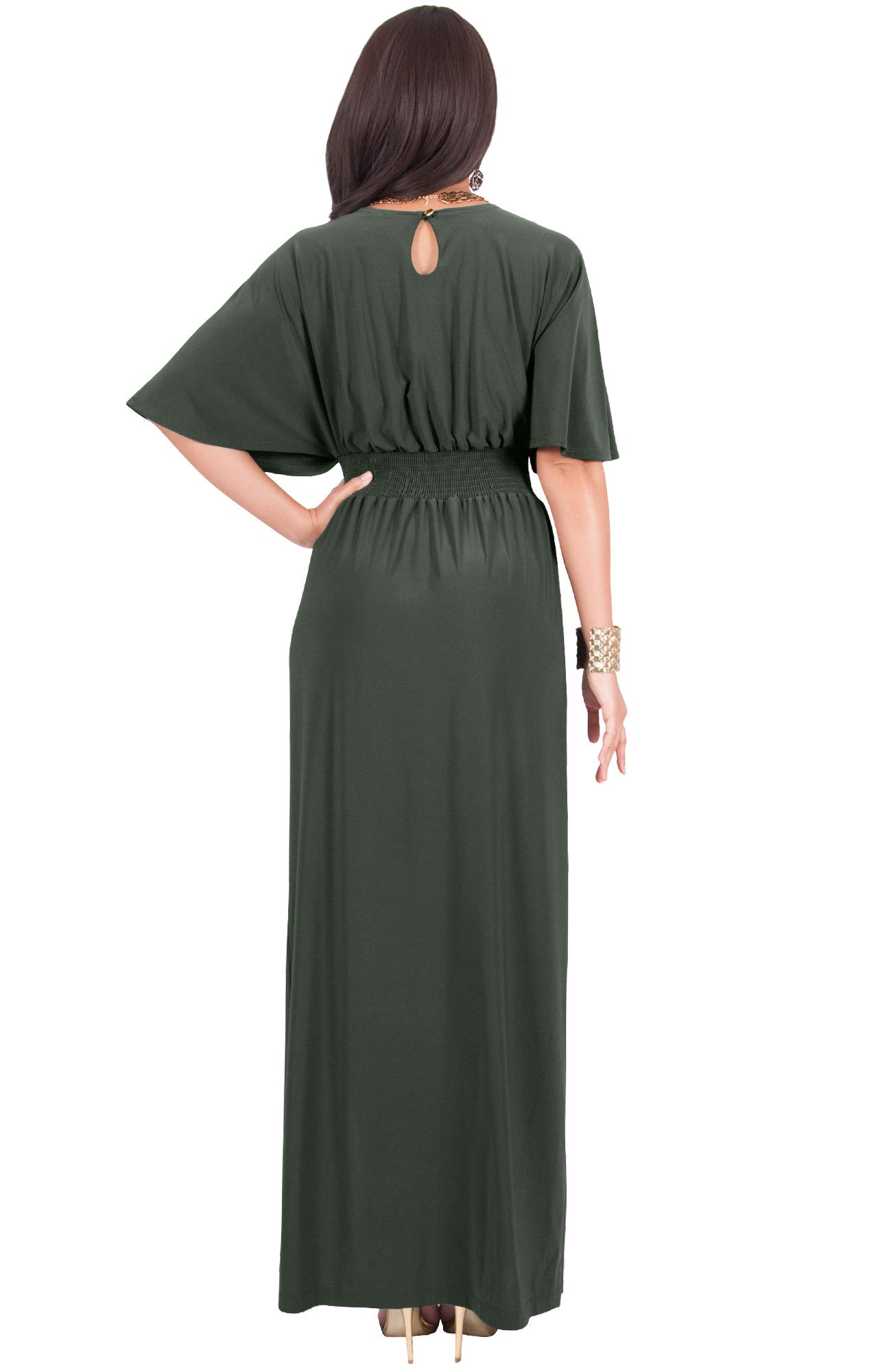 KOH KOH Womens Long Sexy Kimono Short Sleeve Slit Wrap V-Neck Gowns ...