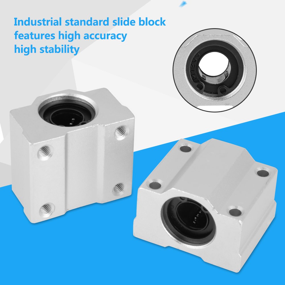 PATIKIL Unità Cuscinetto Lineare SCS10UU Con Foro Da 10 Mm - 2 Pezzi, Blocco Scorrevole In Lega Di Alluminio Per Guide Lineari, Ricambio Per Stampanti 3D E CNC - 2