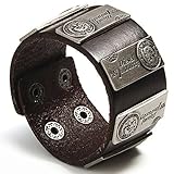 S.S(SportSpirit) Mens Favorite Jewelry Gift Genuine Leather Fashion Jewelry Wristband/ Unisex Leather Bangle Cuff Bracelet/ Diesel Bracelet, Retro Punk Rock Style, Fits 7