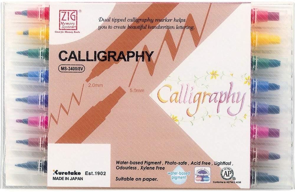 Zig Calligraphy Extra II (8 colours), MS-3400/8V