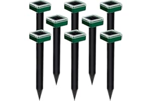 ABILLY 8 Pack Mole Repellent Solar Powered, Waterproof Mole Repellent Chipmunk Repellent Outdoor, Gopher Repellent Ultrasonic Solar Powered for Groundhog Chipmunk Repeller, Lawn Garden