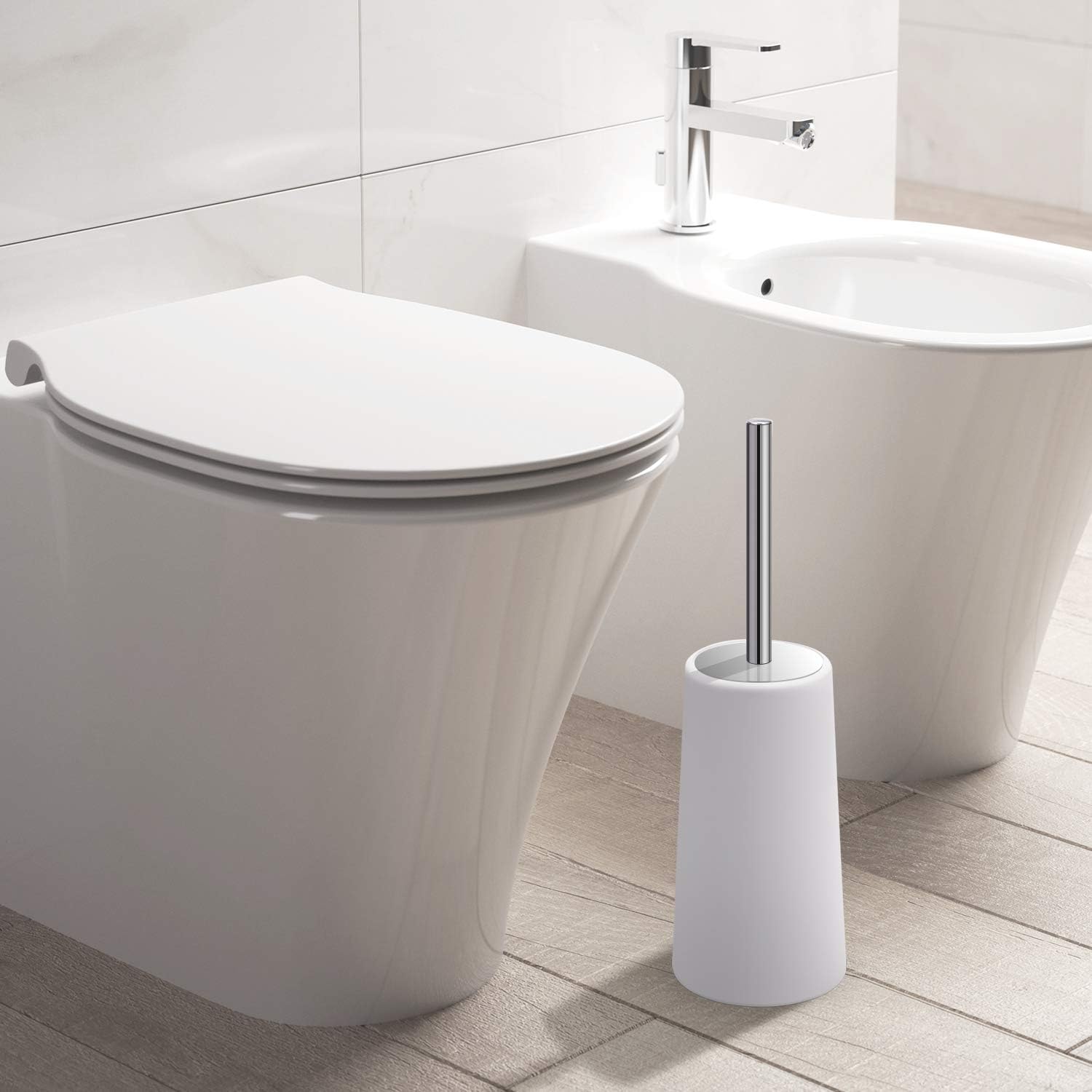 IXO Toilet Brush and Holder, 2 Pack Toilet Brush with 304 Stainless Steel Long Handle, Toilet Bowl Brush for Bathroom Toilet-Ergonomic, Elegant,Durable: Kitchen & Dining