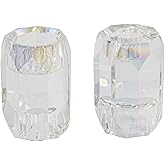 Crystal Candle Holder, Set of 2 Crystal Clear Candlestick Stand for Tealight Candle,Party, Wedding Candle Holder Decoration