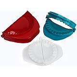 HUJI Dough Press Set Dough Pastry Baking Kitchen Dumpling Calzone Ravioli Empanada Turnover Tool (1, Red/White/Teal)