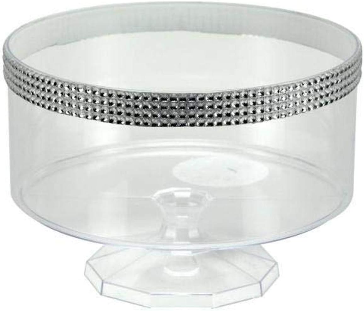 Kingzak Plastic Trifle Serving Bowl with Jewel Accent 80oz Clear