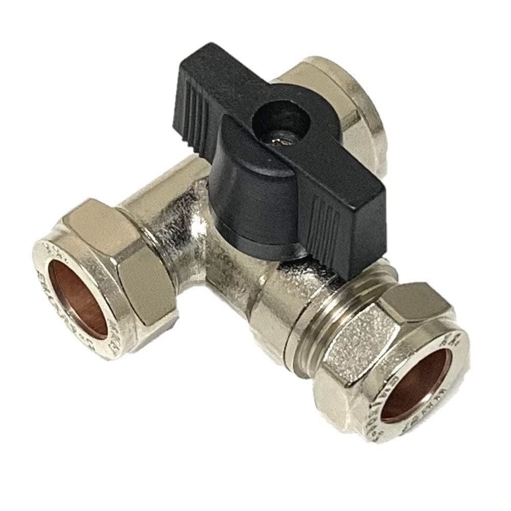QQHL Lever 15mm Large Bore Tee Isolation Valve- Chrome Plated - Full Flow