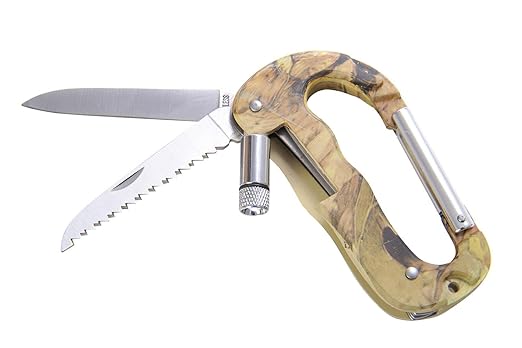 title=Moschettone con coltello, sega e lampadina, mimetico A08