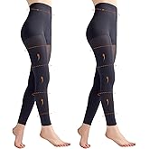 Yilanmy 2 Pairs Footless Compression Tights for Women, 80D Semi Opaque 10-15 mmHg High Waist Support Pantyhose