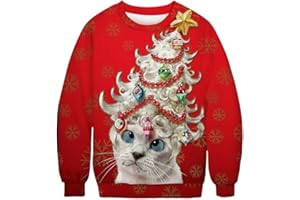 Jaybdzsw Ugly Christmas Sweatshirts for Women Men 3D Printed Funny Pullover Sweater for Xmas Holiday Party