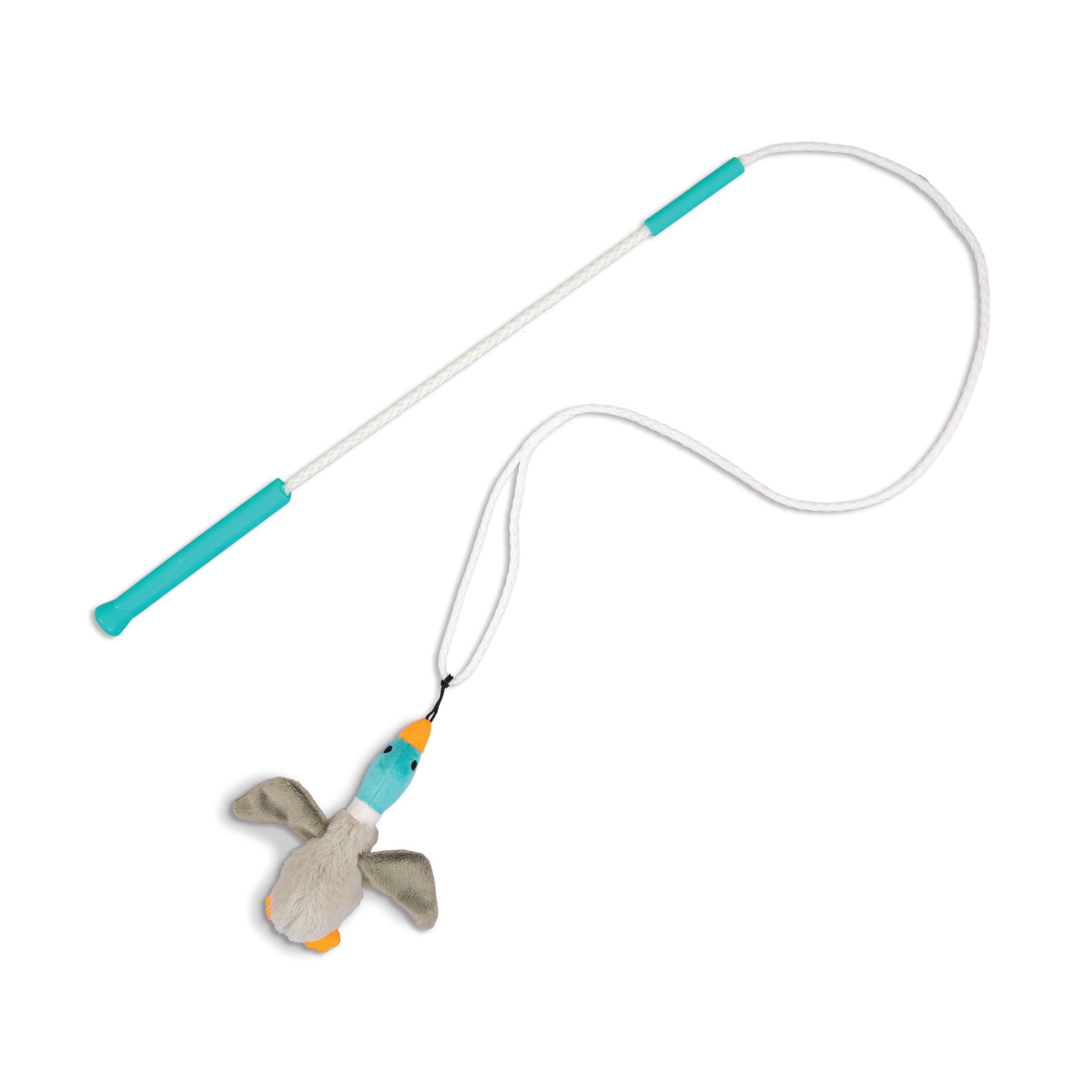 Outward Hound Tail Teaser Interactive Dog Wand, Exercise & Play, Plush Squeaker Toy Included, Multicolored