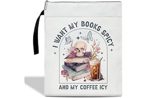 FIHJM I Want My Books Spicy Book Sleeve, Book Sleeve With Zipper, Coffee Skull Book Pouch Book Cover Kindle Protector Sleeve, Book Sleeve for Book Lovers, Gifts for Women Teen Librarian Bookworm Bookish /16