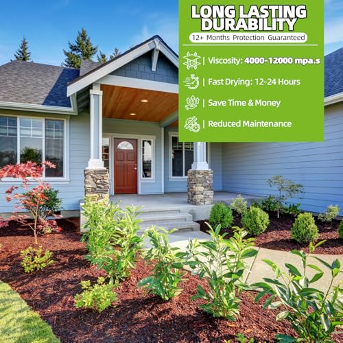 Shabebe Mulch Glue for Landscaping, 1.3 Gallon High-Concentration Rock Glue, Gravel Binder with Ultra-Stick Grip, Covers 3X More Area for Pea Gravel, Mulch & Pebbles, Long-Lasting & Non-Toxic