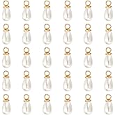 PATIKIL Pearl Charm, 50Pcs Pearl Beads Teardrop Faux Pearl Pendant Charm with Loop for Jewelry Making Bracelets Earrings Necklace