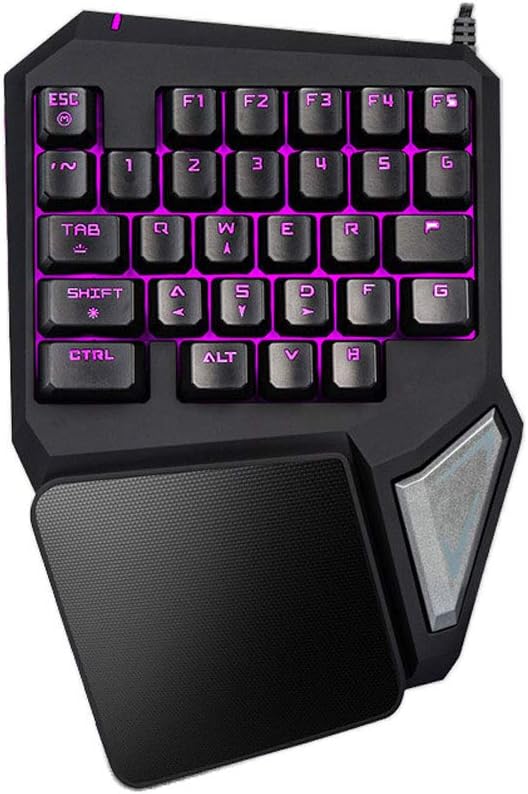 shiYsRL Single Handed Colorful Gaming Keyboard USB Wired Keyboard,30 Buttons Notebook PC USB Gaming Keyboard Black