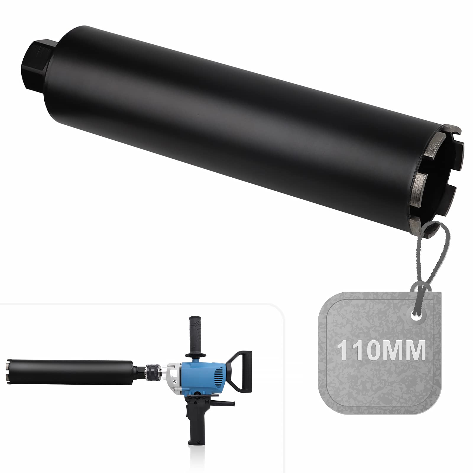 CPROSP 1¼ inch Broca De Corona de Diamante 110 mm, Longitud 420 mm, Diamantina para Perforar en Hormigón, Hormigón Armado, Mampostería y Piedra