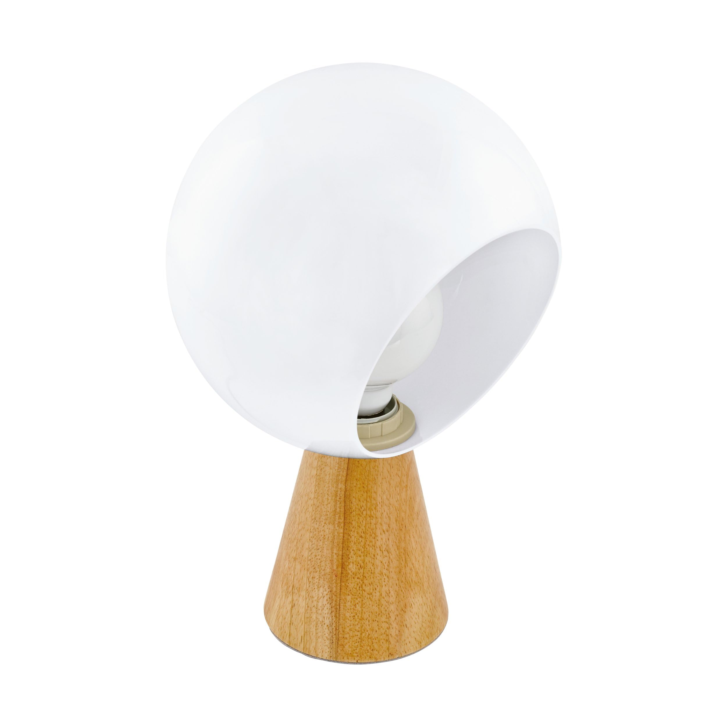 Eglo Mamblas Table Lamp, 1 Bulb, Modern Bedside Lamp Made of Wood, Steel and Plastic, Living Room Lamp in Brown, White, Lamp with Switch, E27 Socket