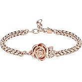 Minicremation Women's Adjustable Rose Urn Bracelet Ashes Holder Memorial Elegant Link Chain Keepsake Cremation Bangle to Hold Ashes