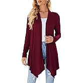 Uvog Women's Draped Front Open Cardigan Casual Long Sleeve Lightweight Cardigans Sweaters Duster