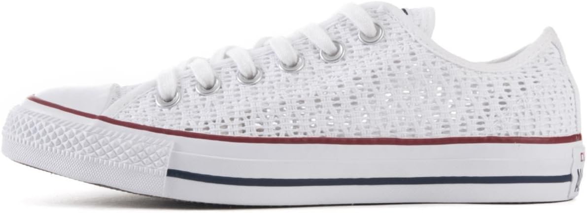 Converse Chuck Taylor All Star Crochet Ox Fashion Sneaker Shoe - White/White/Black - Womens - 8