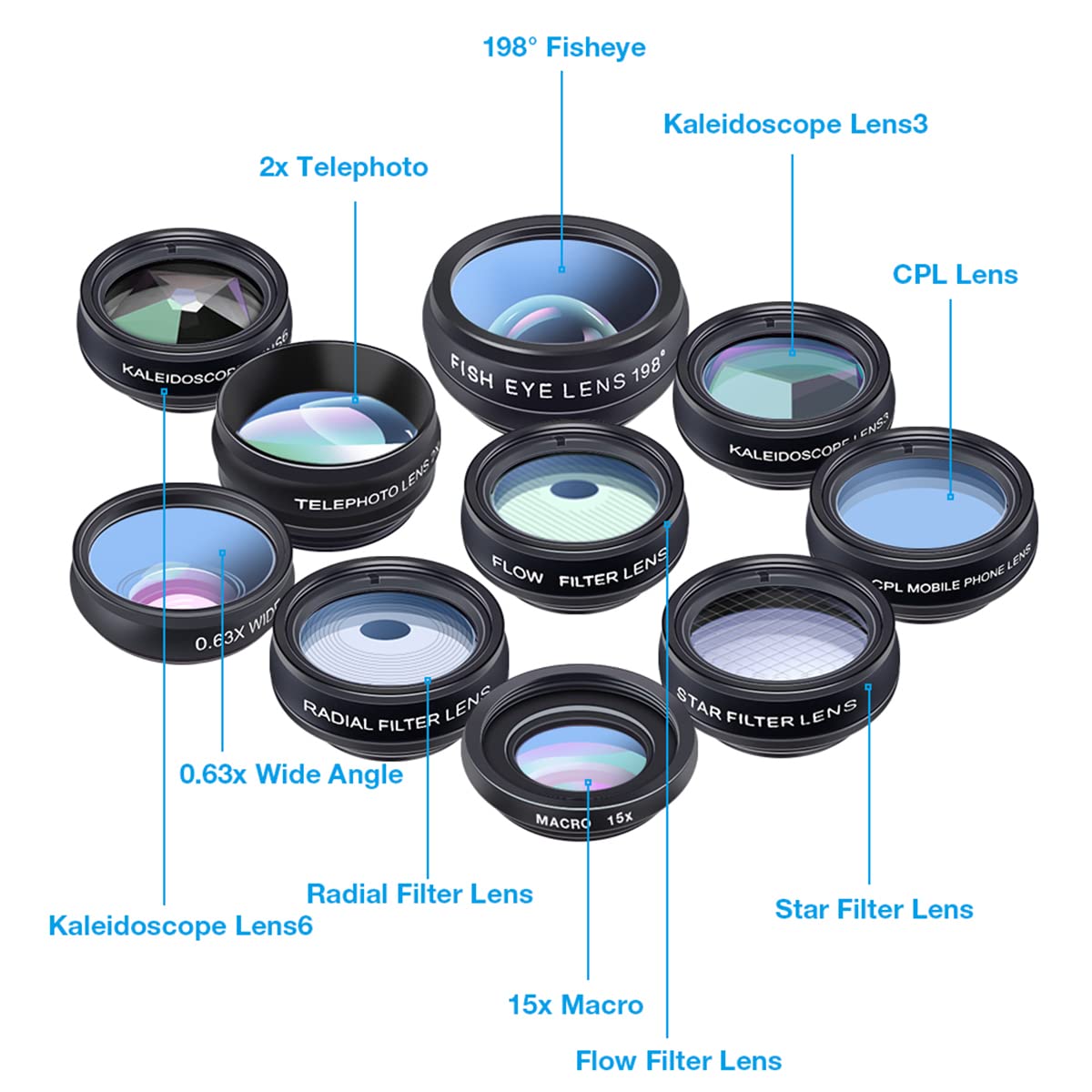10 in 1 Mobile Phone Camera Lens Kit Wide Angle Macro