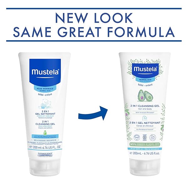 MUSTELA BABY 2-IN-1 CLEANSING GEL – BABY BODY & HAIR CLEANSER – WITH NATURAL AVOCADO – BIODEGRADABLE FORMULA & TEAR-FREE – 6.76 FL. OZ.