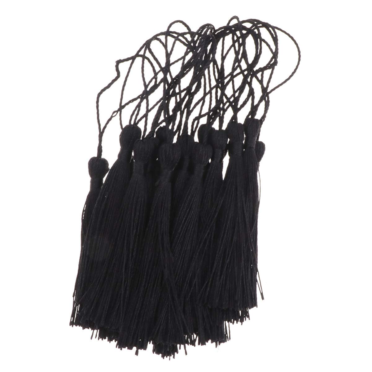 Milisten 20pcs Silky Soft Tassels with Hanging Tassel Charms DIY Art Craft Making Supplies for Jewelry Chinese Knot Bookmark Curtain (Black)