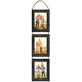 VMUZEDER 4x6 Wall Hanging Picture Frames Collage with 3 Opening Frames Black
