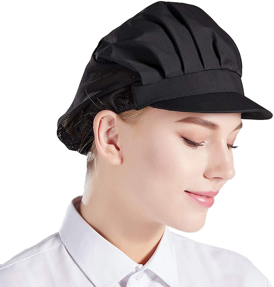 Nanxson 3pcs Chef Hat Kitchen Cooking Chef Cap Food Service Hair Nets CF9033 (black3pcs, one Size): Clothing