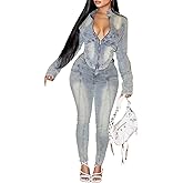 Women's Denim 2 Piece Set Long Sleeve Cropped Jacket Bodycon Pant 2 piece Outfits Vintage Y2K Fall Tracksuit