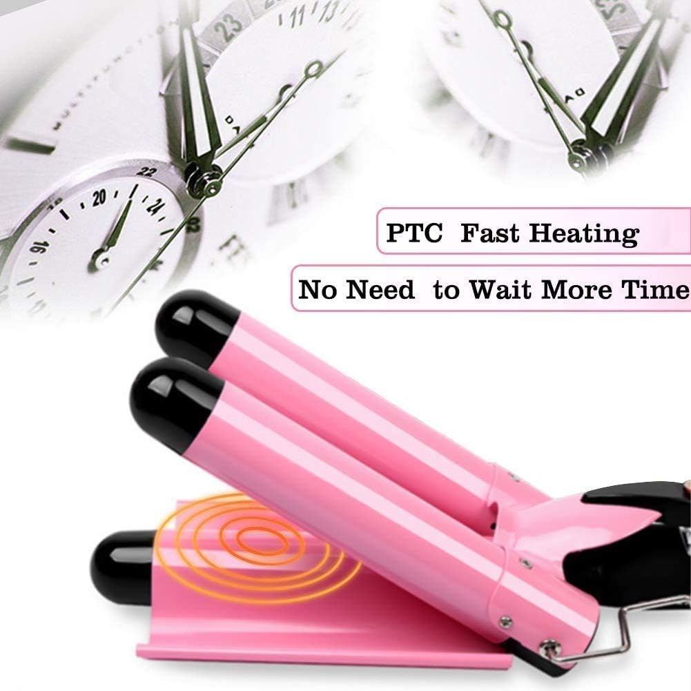 Hair Curling Iron 3 Barrel Wand Temperature Adjustable 25mm Hair Waver Curling Iron for Long or Short Hair Heat Up Quickly Last Long Curling Iron Hair Waver Hot Tools for Women or Girls(Pink): Health & Personal Care
