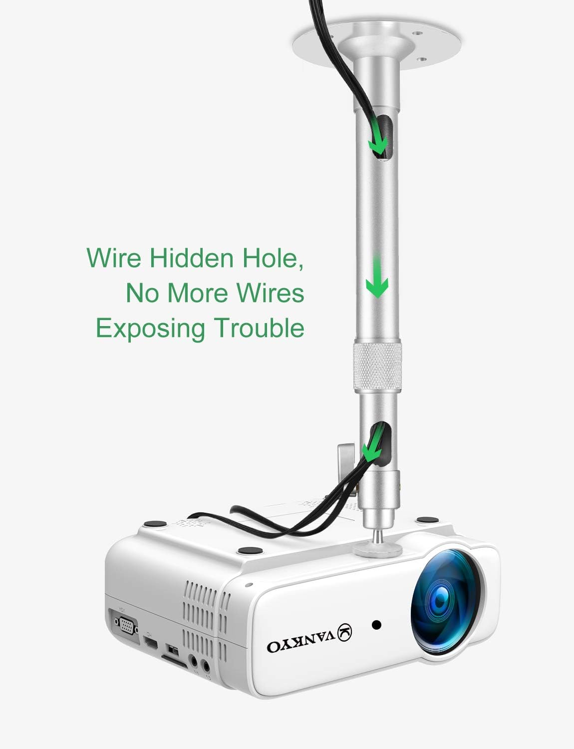 VANKYO Universal Extending Projector Ceiling Mount with Height Extendable Length 11.8" - 19.7" Adjustable 360°Angle Rotatable Drop Ceiling Projector Mount, Compatiable with VANKYO Leisure 3: MP3 Players & Accessories